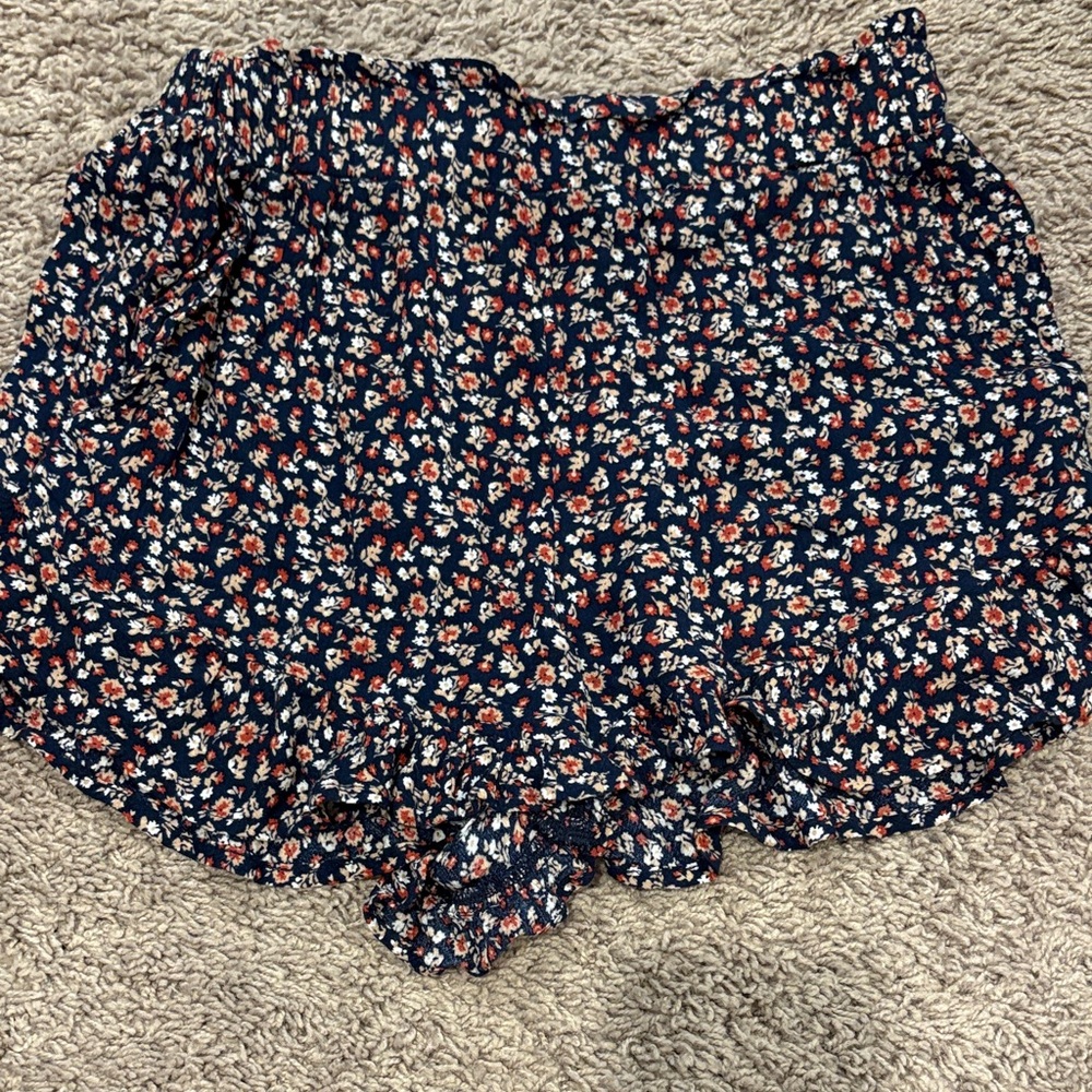 Hollister Navy Floral High Waist Shorts